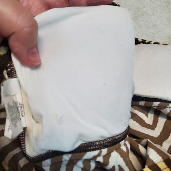 Talbots Brown Zebra Animal Stripe Tankini Halter Bikini Bottoms Swim Suit Set 10 - Picture 4 of 13